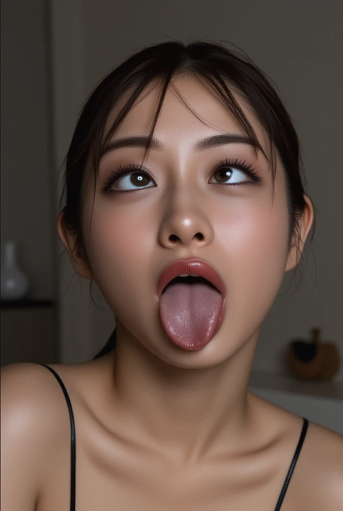 Beautiful Japanese actresses,(photo Realistic:1.4), (hyper Realistic:1.4), (Realistic:1.3),very detailed,Eyelashes High resolution eye depiction, Focus your eyes clearly, Nose and mouth,Face focus, Woman with open mouth and closed eyes, Completely naked、Age 35,Black-haired、Symmetrical face,Realistic nostrils、Angle from below、Elongated C-shaped nostrils,,,White Background、((Sweaty skin))、Lighting that accentuates skin that is glistening with sweat、((Hook Nose))Sweaty, shiny skin、((Glowing Skin))、((Wet and shiny tongue))、Glamorous Body,Beautiful breasts,((Life,floor))Beautiful breasts,((Dance in ,Sexy Dress))Dark Gray Background,