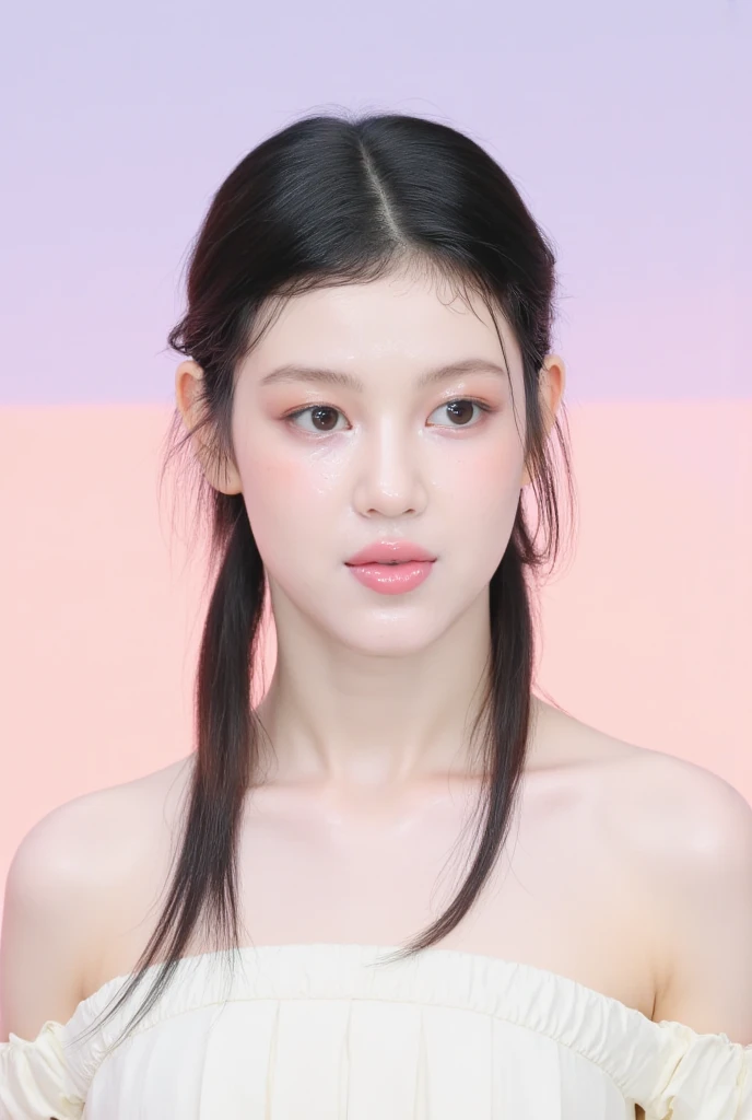 Medium shot, naked portrait, nudephotography, shinynipple, , DEEP CLEAVAGE, MEDIUM BREAST, Bokeh, (hdr:1.4), High contrast, (Cinematic, Teal and orange:0.85), (pastel colour, dim colors, soothing tones:1.3), show armpit