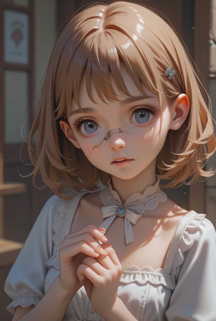 8 ,Real portraits,nn1, 1girl, hair ribbon, short hair