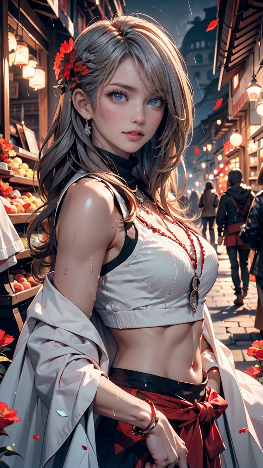 ((Highest quality, 8K, masterpiece:1.3)), concentrated:1.2, Perfect Body Beauty:1.4, Hips:1.2, ((Layered Haircut, chest:1.2)), (Wet clothes:1.1) , (rain, street:1.3), Bandeau dress: 1.1, Highly detailed face and skin texture, Beautiful Eyes, double eyelid, White skin, Long Hair, (shut up: 1.3)、Sexy proportions、Sexy、Narrow waist、mature female body、Multi braid((multiple braids)、Blonde to red gradation hairstyle ((gradient hair))