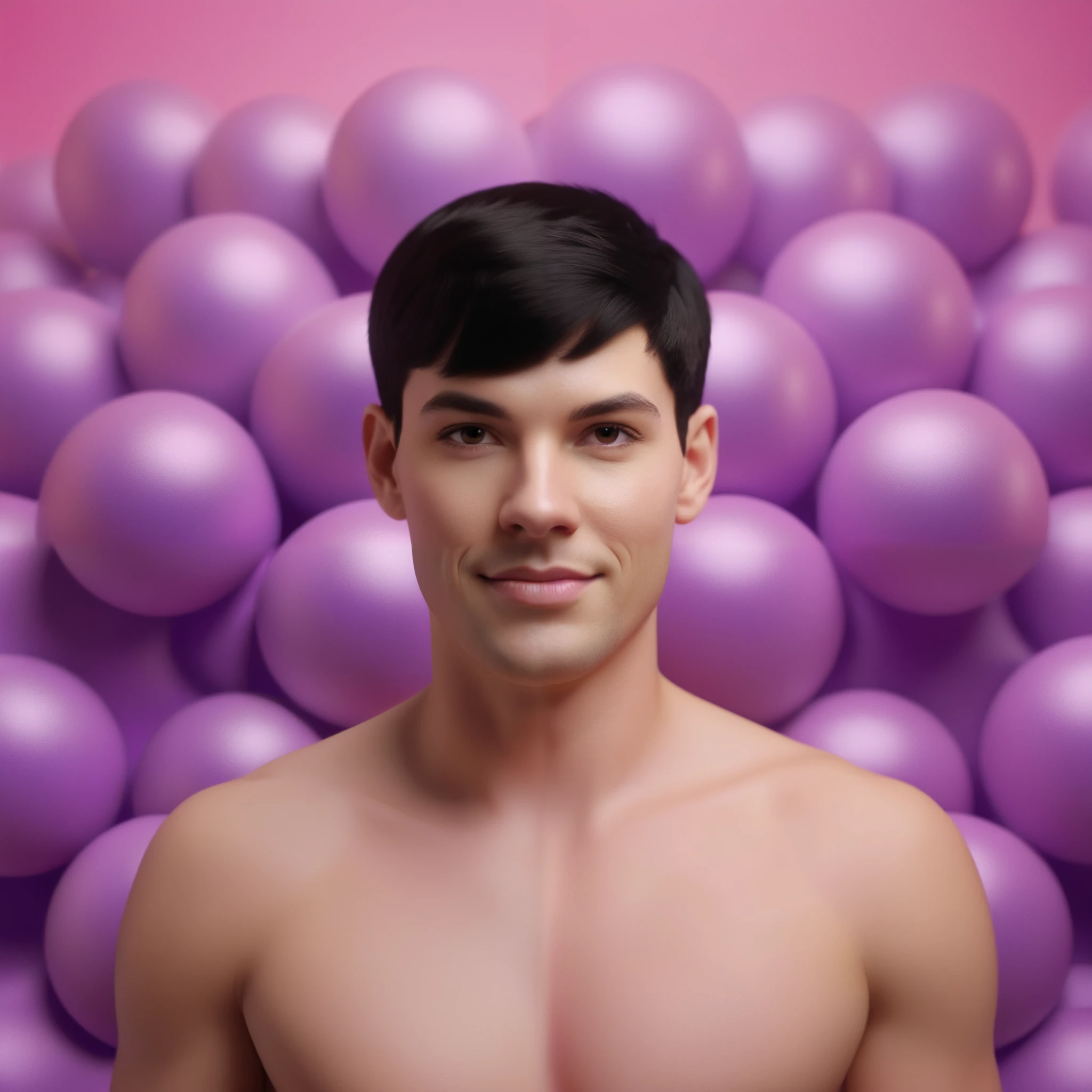 woman holds smartphone in her hand, naked european woman holding a dildo and smartphone that is glowing with pink and purple colours, in front of sporty musculin blackhair man, we can see their face close, minimalistic, in a light purple and pink style, with soft edges and blurred details, in the toycore style, with a 3D render, on a colorful background, with a minimalist stage design, in a surreal style, with a cinema4D rendering, with a minimalist style, with low saturation, using gradient colors, with a cinema4D rendering, with a blender rendering, with super detail, at a super high resolution, at a super high definition
