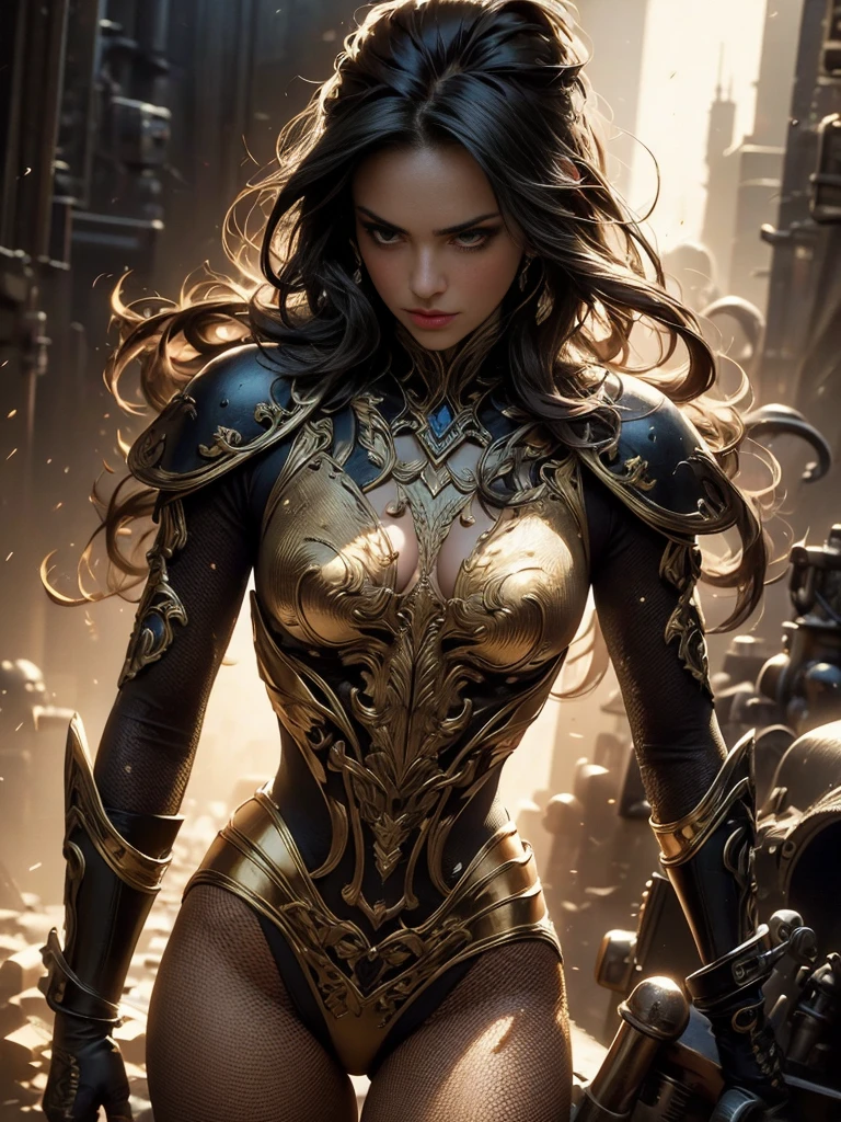 (((attractive woman))), のportrait (sks man) good impression, Street Fighter, attractive woman, Character Design, dynamic lighting, cool and bright colors, Gaston Bussière paintings, Craig Mullins, j. c. Leyendecker, Tom of Finland, masterpiece, 最high quality, high quality, High resolution, ((portrait))､female armor