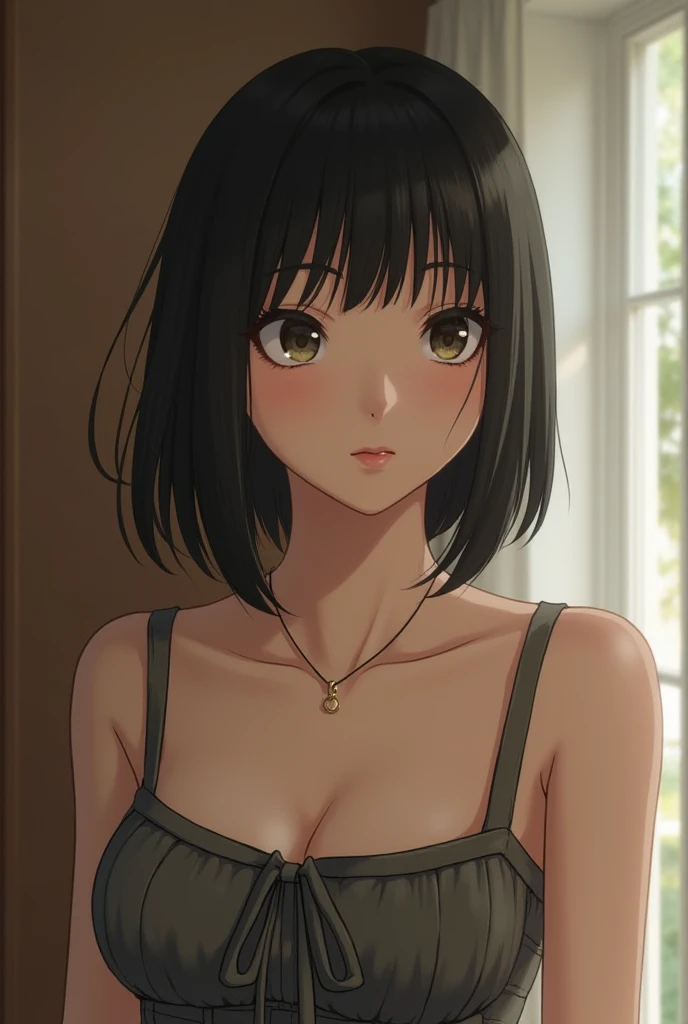((Beautiful face)), Very delicate facial,creamy ,masutepiece, 1girl in, Best Quality, 超A high resolution, (Photorealistic:1.4),full_Body,,Tender Shining,Great scene lighting,(in class room), ((black off-shoulder dress)),look at the audience,Necklace