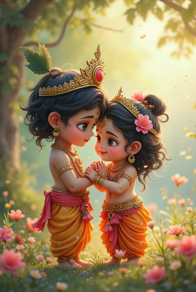 Photo of cute Lord Shiva in child form with cute Parvati