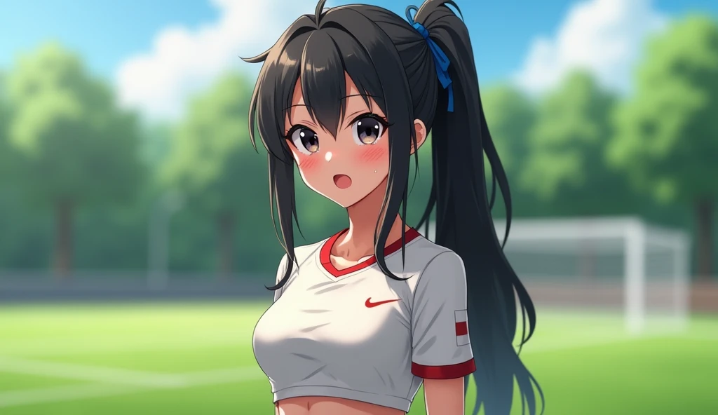 {{{{{16k,Ultra High-resolution realistic photograph of neat virgin first-year junior high school girl's in School-designated gym uniform with junior high ribbon as pretty as a actress in Grass schoolyard, She's in the first year of middle school, but she's too well developed, her tits are too beautiful, When she rolls up her gym clothes from the bottom her shyly hidden big tits come out in a plop, She's a virgin but she's popular popular popular and she just has an aura of being popular}}}}},{{Extremely detailed}},{{{{{dye her cheeks flush and integrated her head pure small, thick lips, Enchanting thick gross idol's Lips}}}}},{{{{{dark colored bang ponytail hair}}}}},{{{{{She get more attractive and smoother her body, her expression and appearance are transformed into that of a pure, Her white tits are so fluffy, and are depicted in great detail, but her sex appeal from her neck fills the schoolyard, her bodyline and tits and hips are getting cuter and cuter, She has been reborn as a pretty one-in-a-thousand-year girl with a sparkling aura of cuteness}}}}}