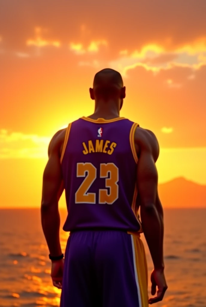 Create a young indonesian basketball player, 7 ft tall, and got drafted in nba in lakers team, and hold an indonesia flag