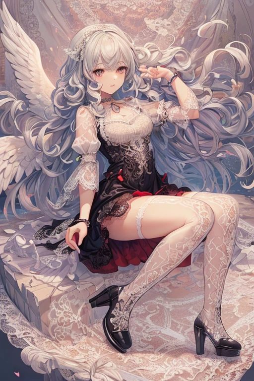 A woman, masterpiece masterpiece, super fine photo,, best quality, super high resolution, photorealistic realism, sunlight, full body portrait, amazing beautiful angel, beauty, masterpiece, super fine photo, anime style, best quality, super high resolution, photorealistic photorealism, full body portrait, amazing beauty, perfect figure, blue eyes, super detail, lying on bed, legs spread, beautiful face of details, silver white hair, light blue eyes