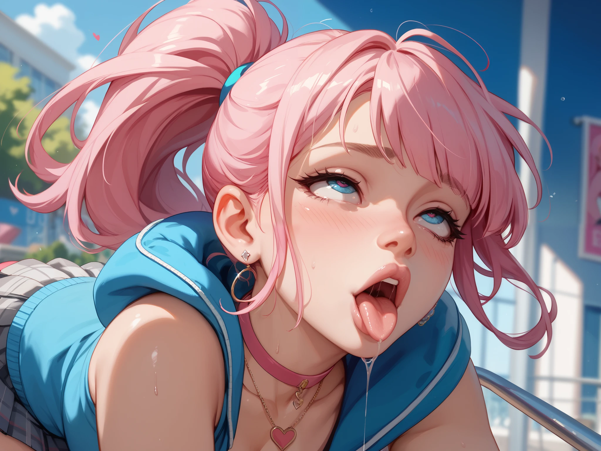(NSFW),(Pink Fashion T-shirt:1.9),(Colorful hair: 1.8), (all the colours of the rainbow: 1.8),(((((vertical painting:1.6))), (painting:1.6),front, comics, illustrations, paintings, large eyes, crystal clear eyes,( rainbow color gradient high ponytail:1.7), exquisite makeup, (Small Fresh: 1.5),(Wipe Chest: 1.6) ,long eyelashes, white off shoulder T-shirt, White Shoulder Shirt,looking at the audience, large watery eyes, (rainbow colored hair:1.6), color splash, color splash, color explosion, thick paint style, messy lines, ((shining)),(colorful), (colorful), (colorful), colorful, Thick Paint Style, (Splash) (Color Splash), Vertical Painting, Upper Body, Paint Splash, Acrylic Pigment, Gradient, Paint, Highest Image Quality, Highest Quality, Masterpiece, Depth of Field, Face Paint, colorful clothes, (Elegant: 1.2), gorgeous,long hair, wind, (Elegant: 1.3), (Petals: 1.4),(((masterpiece))),(((best quality))),((ultra-detailed)),(illustration),(dynamic angle),((floating)),(paint),((disheveled hair)) , (((detailed anime face))),((beautiful detailed face)),collar,bare shoulders,white hair, ((colorful hair)),((streaked hair)),beautiful detailed eyes,(Gradient color eyes),(((colorful eyes))),(((colorful background))),(((high saturation))),(((surrounded by colorful splashes))), (seen from above, open mouth, tongue out, LICKING MY DICK, blushed face:1.2, cum on body:1.5), #DDIM, #Licking My Dick LoRA v1.2 weight 0.8