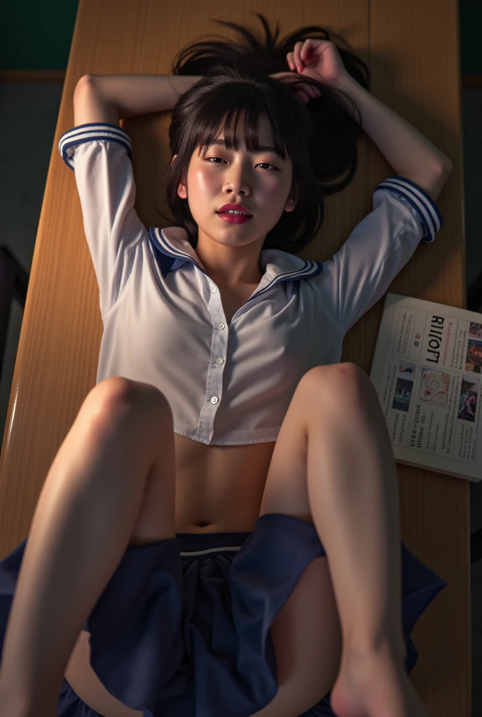 Korean 、summer uniform shirt、Tight fitting shirts、Ribbon Ties、skirt by the、schools、stairs at school、chest lifting pose、The focus is on the chest、Thin and big、8K Raw photograph、A high resolution、18-year-old Korean、It looks embarrassing、Very large round breasts、beautidful eyeeticulous details、long eyelasher、beautiful double eyelid、eye shadows、eyeline、eyes elongated、elongate eye shape、Sanpaku eyes、Beautiful and thin legs、Beautiful and slender thighs、Random Shorthair、tie your hair back、ear nipple ring、Light brown hair、(Wear pantyhose)、hold your knees,wears glasses ((nude:1.2)) crouching sitting legs spread sweat wet hairy pussy peeing water from pussy. Close up.panty shot ((no panty)) super hot japanese pornstar model having sex