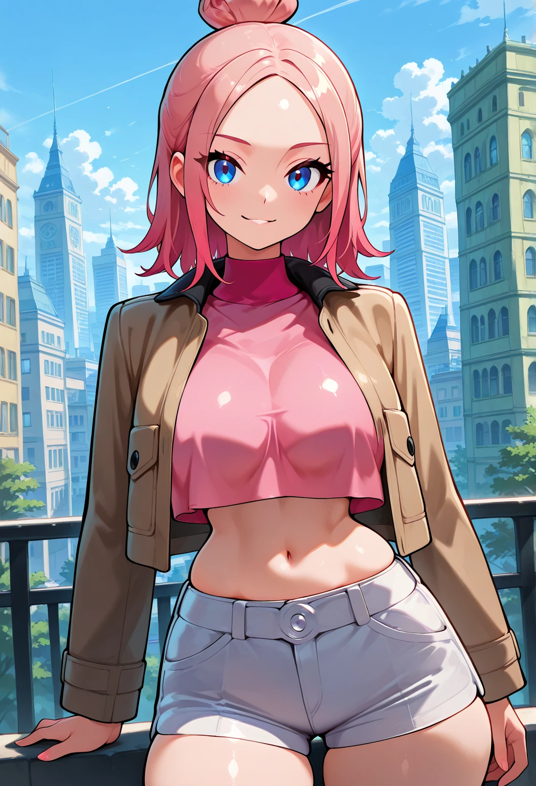 ((detailed eyes:1.2), detalied face, (dross), (solo:1.2), intricate details, ultra details, best quality, ultra quality, all focus),
(busy street, daytime),
(facing camera, straight on view, looking at viewer, ),
(1boy, short hair, pink hair, blue eyes, red shirt, blue jean, (bottomless:1.5), see-through top, ,
CFemboy, bulge