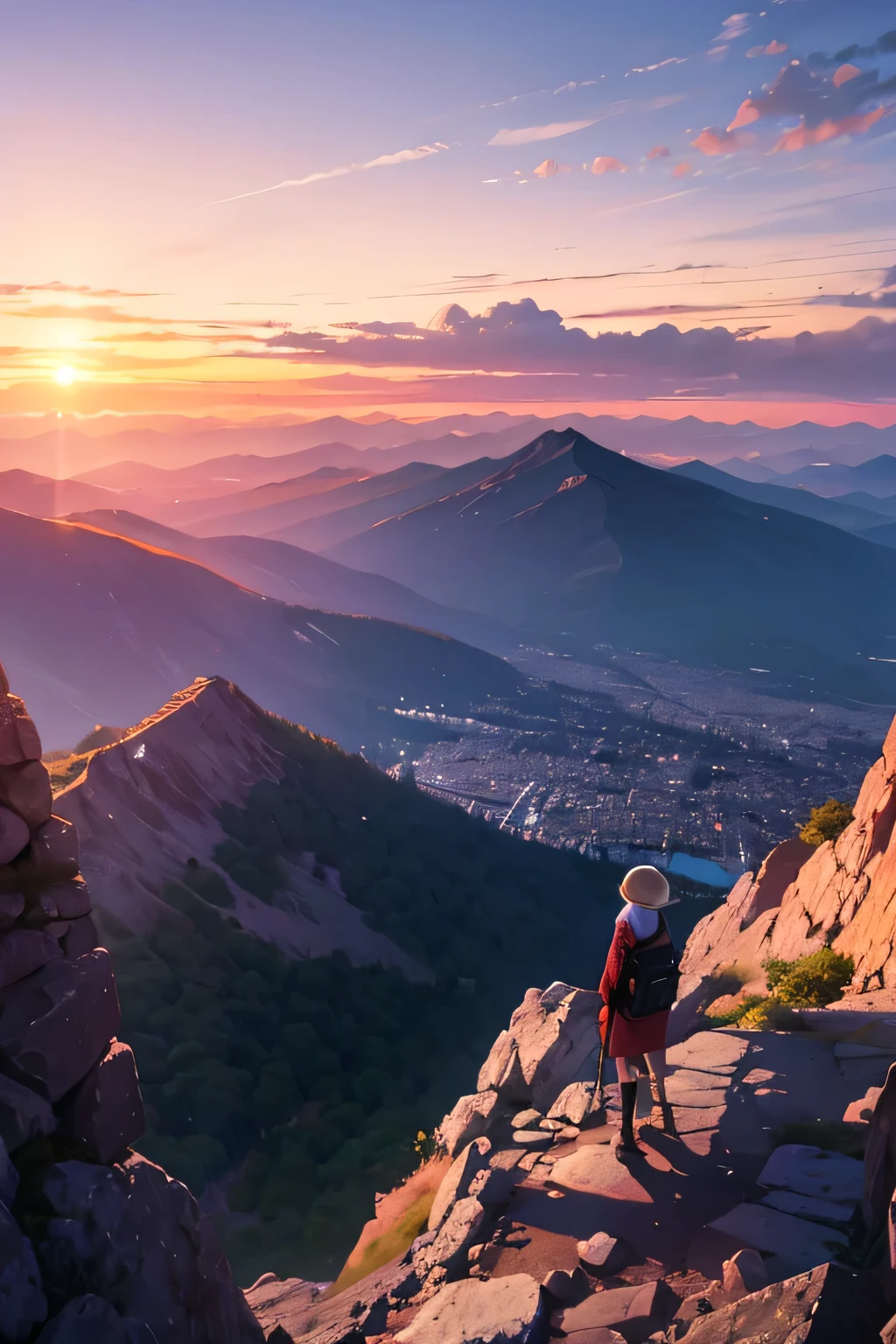 Sunset, A mountain in the distance, 해 없애기