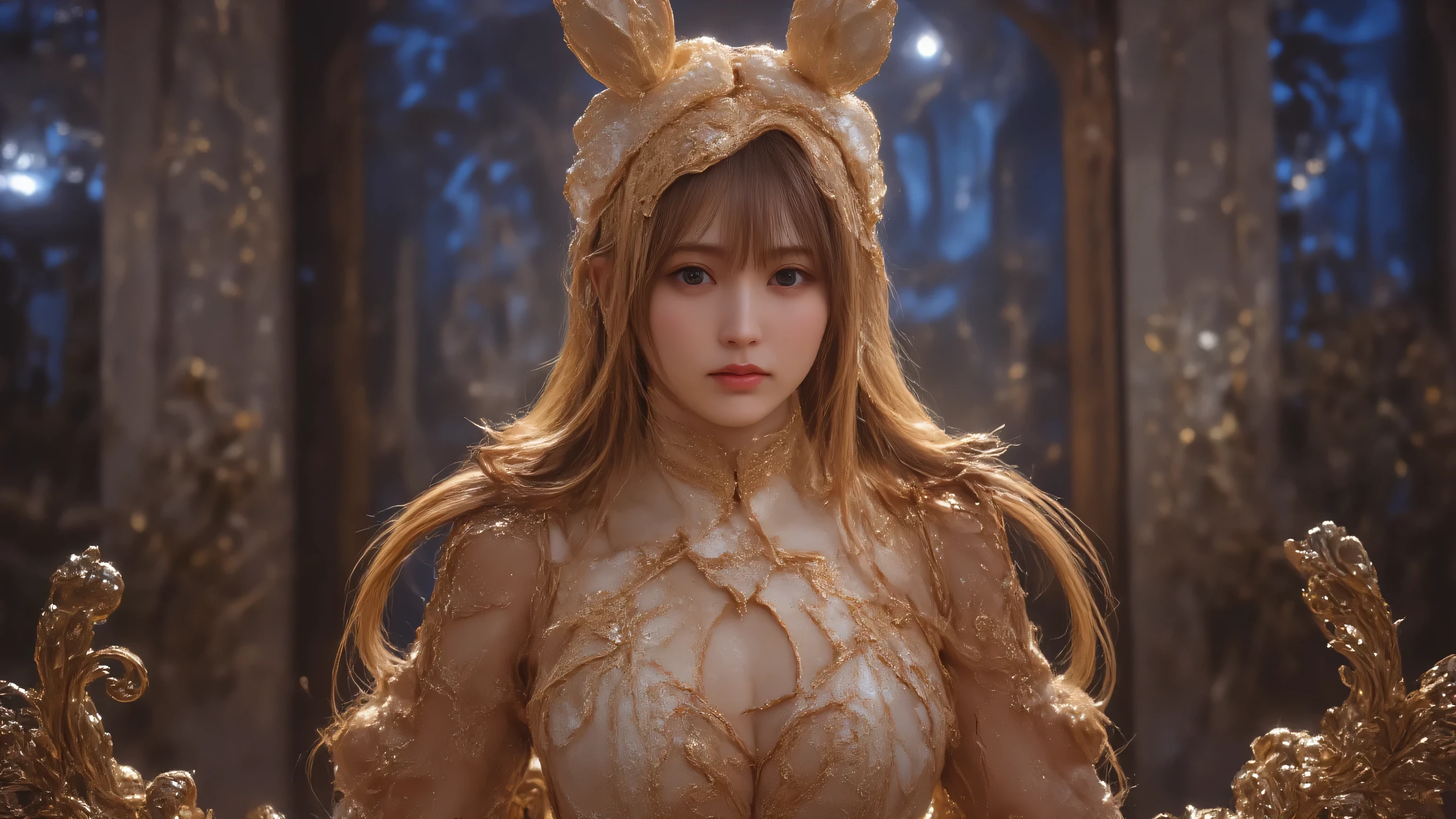 Deer head woman's body,Bare chest,A female deer with a large chest