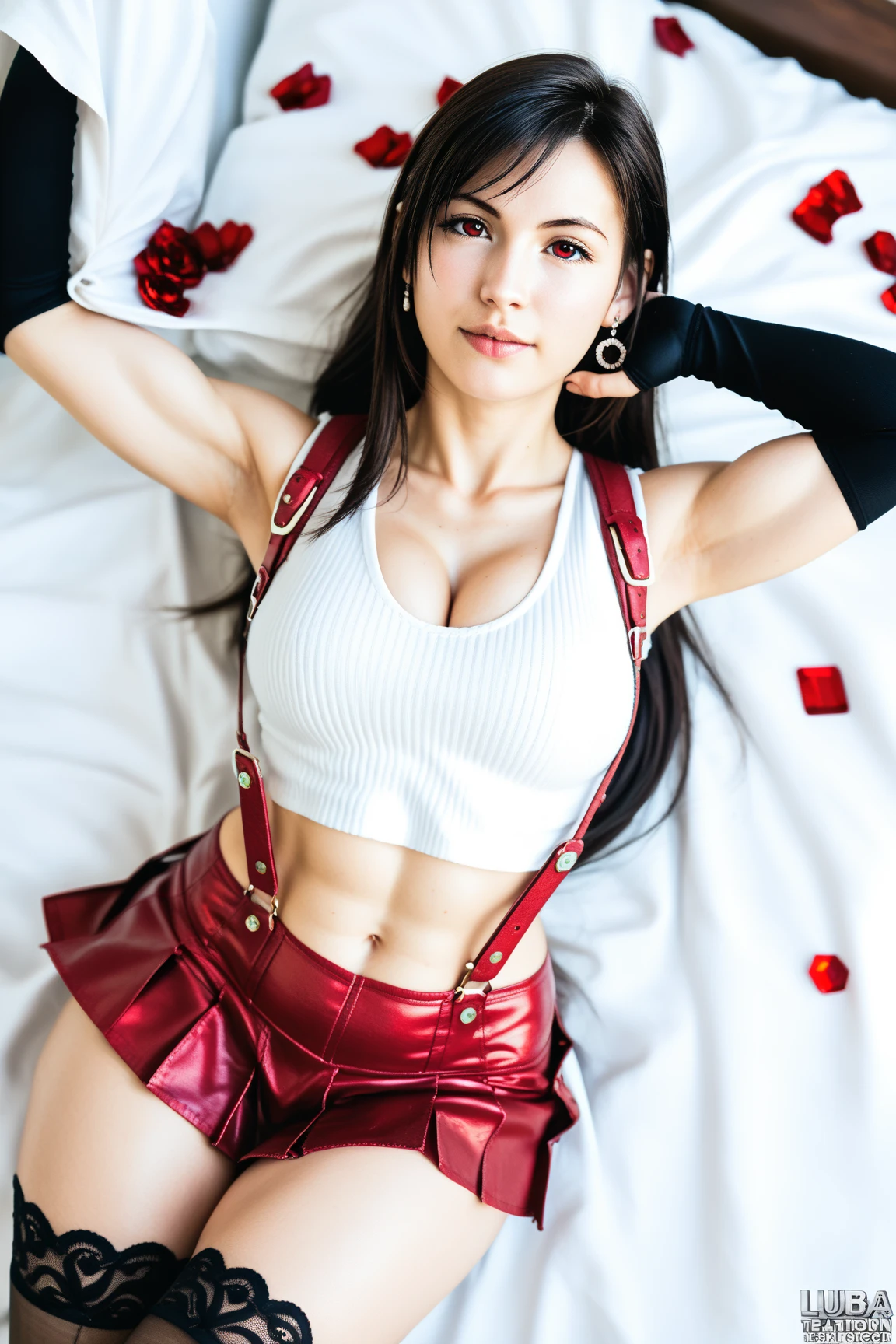 Araffe in a red and white bikini posing in a bathroom., Amouranth, Violeta Myers, pose sexy, Outfit muy sexy, look sexy, Wearing sexy lingerie, , Hermosa Delphine, hermosa poarch, Diosa japonesa, illuminated from behind, sexy , Loba Andrade de Apex Legends, Kylie Jenner, Belleza asombrosa
