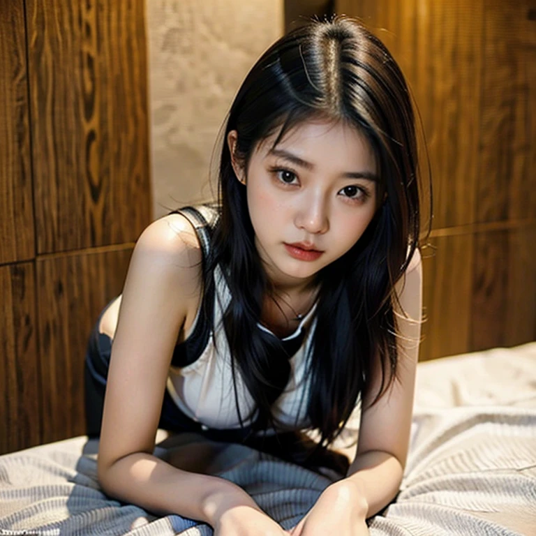 (((SFW : 1.5))), (((pornography))), ((Highly detailed CG)), (realistic),(intricate details:1.2),(masterpiece、:1.3),(top quality:1.4),(Ultra A high resolution:1.2), Ultra A high resolution, 8K resolution, very detailed expression, studio soft light, vivid details, super detailing, complete anatomy, realistic,Realistic Shading,(high quality), full body photo, One scene, 1 Korean man and 1 Korean woman, (pretty makeup : 1.4), beautiful: 1.3, (((orgasm : 1.5))), ((high sexual excitement : 1.4)), (((moaning, shout))), ((Black hair pushed to one shoulder)), ((choker necklace, earring, perfect looks, femur, medium chest, Medium Body, She caresses his cock, beautiful 눈, small nose, Gaping Mouth)), lying in bed, She wore torn pantyhose, (She wore a gray sexy top and black miniskirt. : 1.5), A cock is inserted into her mouth and she caresses it with great care., (night : 1.5), night의 호텔 침실, her thighs shining, sweating, complete anatomy, Perfect human body structure, The man lies in bed and the woman puts her knees on the bed, Man holds woman's hair, she is in doggy pose