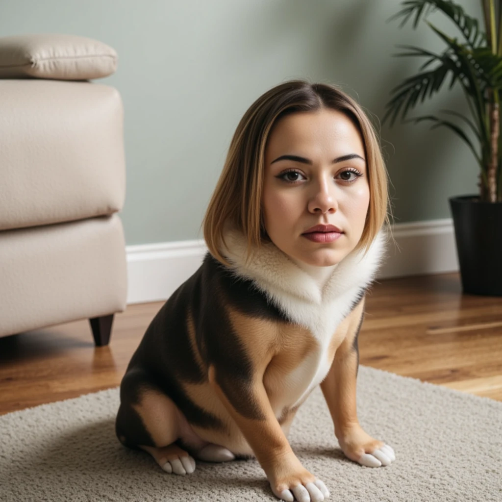 Create Hansika Motwani as a Cat, She is a animal but her head looks like girl, from neck to full body looks like Cat. Cat legs, Cat body, perfect picture, perfect Cat, real Cat, Real head replace with real Cat head. Exact Cat. Cat moustache.