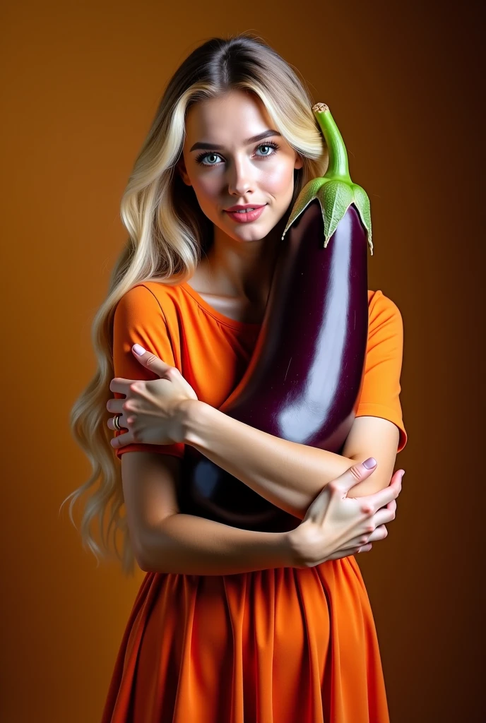 A girl with an eggplant in her pussy
