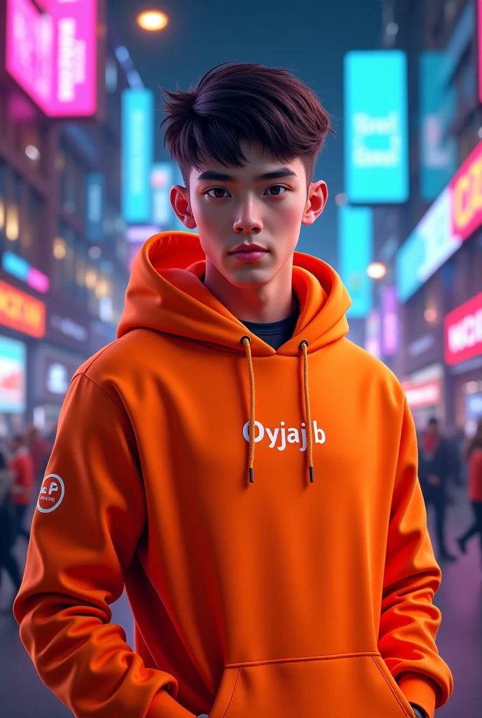 Chinese male high school student,Wear colorful casual sweatshirts,wearing hat,