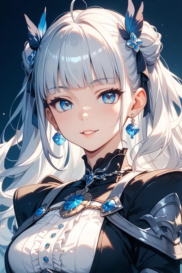 Big ,blue skin color,white hair,blue ayes,pointy ears, hyper realistic, Ultra detail, high res