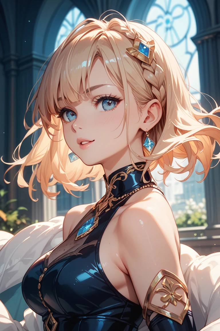 realistic, sexy mature woman, blue eyes, blonde hair, 8k resolution, high quality cg, beautiful cg, soft light