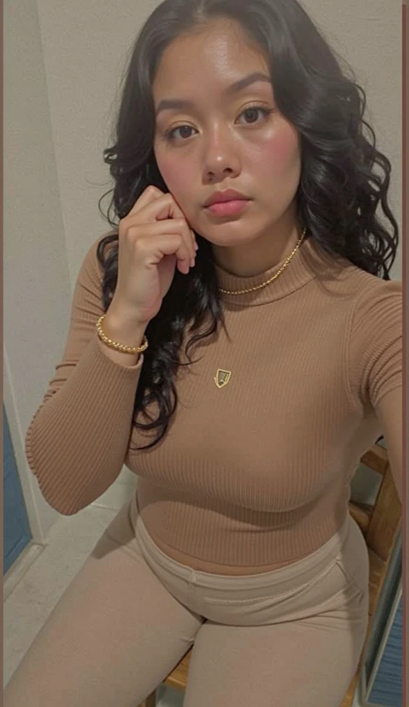 Foto hiperrealista en primer plano de Vanessa Hudgens  wear yellow t-shirt dress, siting on the armchair, beautiful legs, sexy pose, hotel hall, beautiful woman, skinny, large big breasts, black long hair, detailed face, smile, facing the camera, photo taken from a distance, age of 25 years old