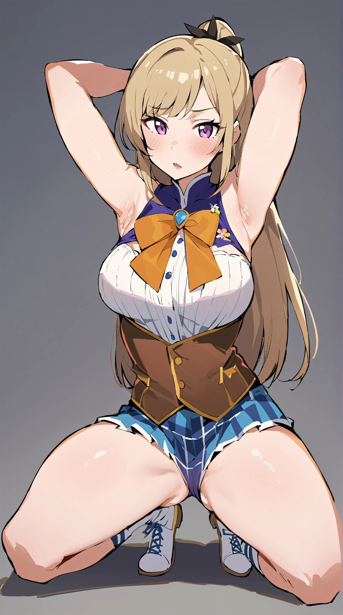 highest quality、one girl,full body figure,big boobs,big ,Perfect five-finger、two perfect legs、two perfect legs、Pecorine、、Pecorine、long hair、shy face、perfect thing、big breasts、detailed description、small details、detailed face、white skin、Voluptuous legs、Skirt flip、lift skirt、White panties、whitepanty、erotic pose、raise your legs、raise your legs、M-shaped legs、arm belt, armor, ascot, blue socks, boots, dress, gloves, hair ornament, open clothes, open dress, pauldrons, pleated skirt, puffy short sleeves, puffy sleeves, red ascot, red skirt, short sleeves, shoulder armor, single pauldron, skirt, socks, white dress, white footwear, white gloves,