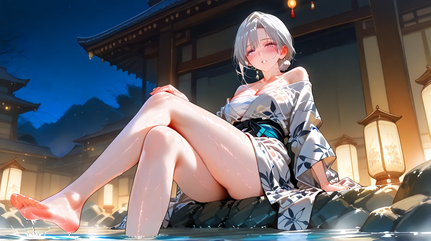 ((highest quality)),((masterpiece)),((High resolution)),(Japanese Shrine Maiden),((Sexy Japanese clothing)),Anime Girl,White Hair,((Leg spread)),tits,Big Breasts,shrine,(Japanese-style room),Sleeping on a futon,Overlooking,A top-down view,Female organ,((Creampie)),(((Bukkake))),((((semen))))