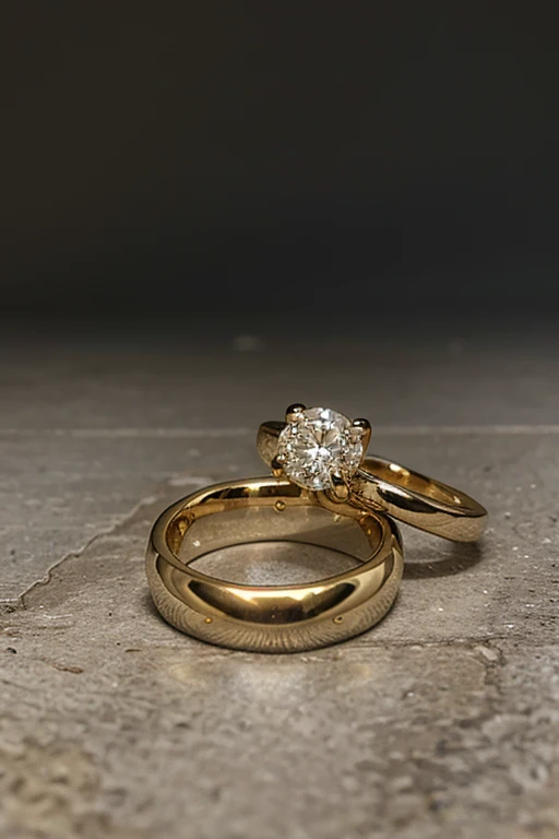 Gold wedding ring with penguin sculpted