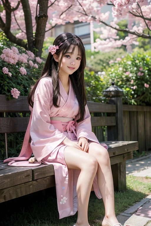 最high quality、high quality、best image quality、8K、最High resolution、High resolution、最high quality、masterpiece、Realistic human body with detailed details、Realistic skin in every detail、Realistic face in every detail、Realistic eyes in every detail、Realistic lips in every detail、Realistic teeth in every detail、Realistic ears with attention to detail、Realistic hair with detailed details、Realistic arms with attention to detail、Realistic hands with attention to detail、Realistic fingers with attention to detail、(fine hands、thumb1reference4)、Realistic legs with attention to detail、Realistic feet with attention to detail、((beautiful japanese girl))、(japanese model), (japanese woman)、((18 year old beautiful girl))、(black hair)、(straight hair)、((whole body))、((Upward beautiful breasts、Medium chest))、(slim style、slender style)、(whole body光沢肌、Fair skin)、Detailed and realistic human body、detailed realistic skin、detailed realistic face、detailed realistic arms、Detailed realistic fingers、Detailed realistic feet、soft natural light、samurai kimono、maiko kimono、servant、geisha kimono、japanese kimono、Furisode、kimono、Yukata、japanese traditional、Samurai Residence、Japanese garden、((colorful transparent vinyl(flowery kimono、Hakama with side slits))、((sit on the stump with your knees bent(Pose that makes your thighs look beautiful))