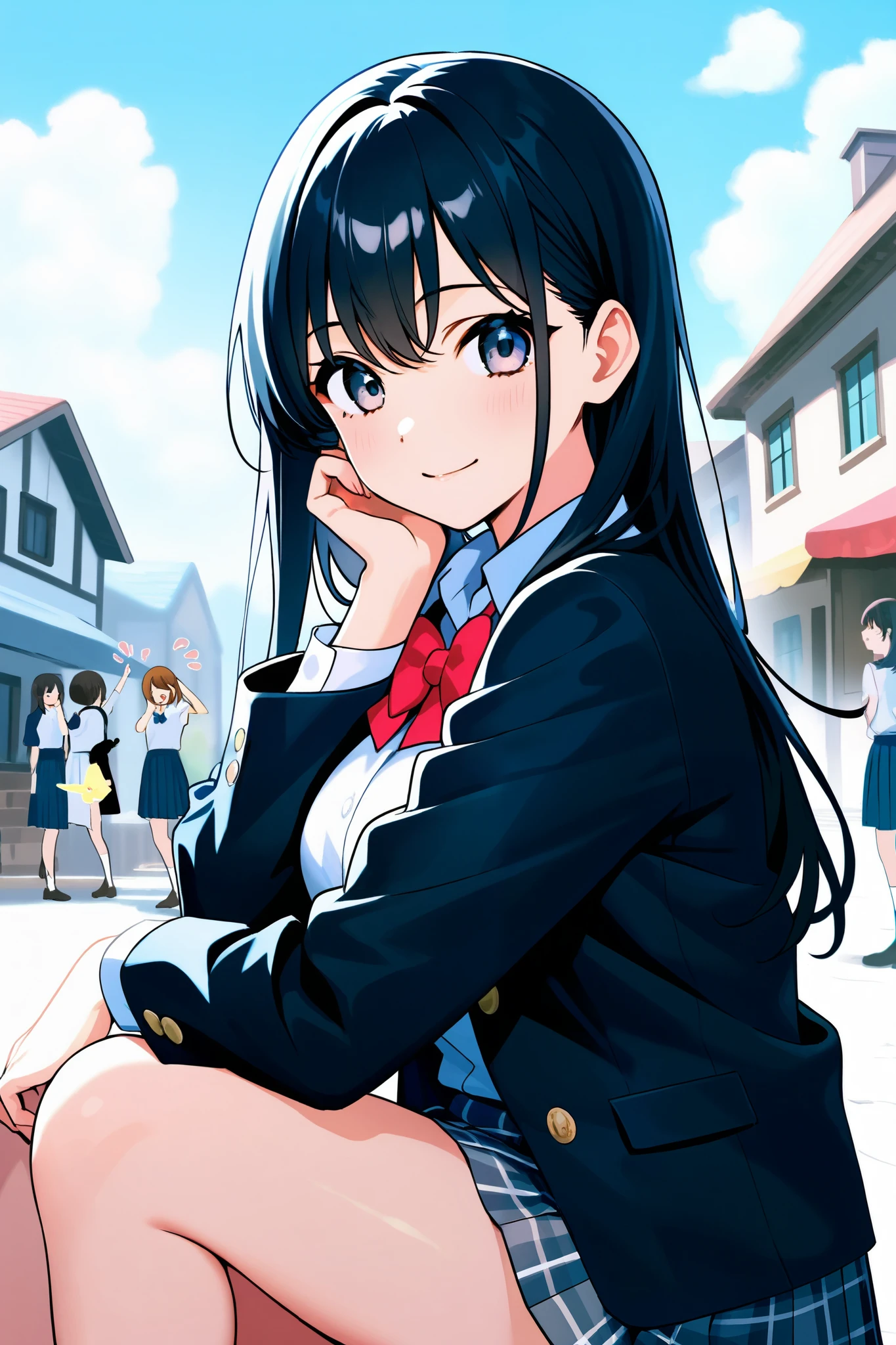 black hair、HIGH SCHOOL GIRLS、Top Quality、smile
