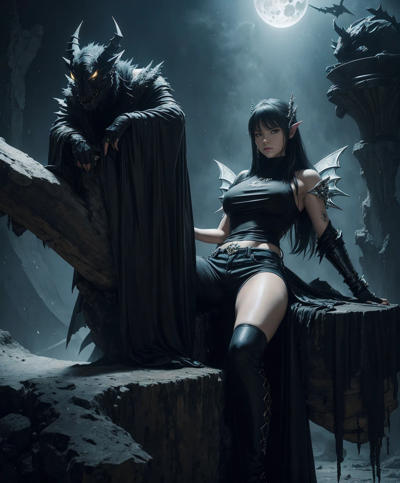 arafed woman in a black leather outfit with a dragon on her shoulder, dark fantasy style, trending on cgstation, wojtek fus, by Yoshihiko Wada, [ trending on cgsociety ]!!, cgsociety - n 5, cgsociety ), fantasy art behance, by Yang J, cgsociety 9, cgsociety 8k, cgsociety 8k Sandy swirl around her