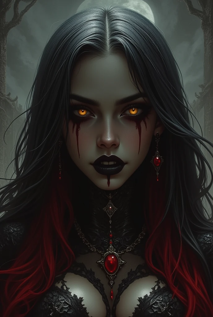 Mujer gótica con dripping blood de su boca, Beautiful vampire queen, vampire girl, gothic horror vibes, Beautiful female vampire queen, Art in the style of Guvez, Dark fantasy mixed with realism., androgynous vampire, gothic shoujo anime girl, gothic aesthetic, a vampire woman, gothic art style, vampire fashion, [Artedigital 4K]!，stick out your tongue，dripping blood