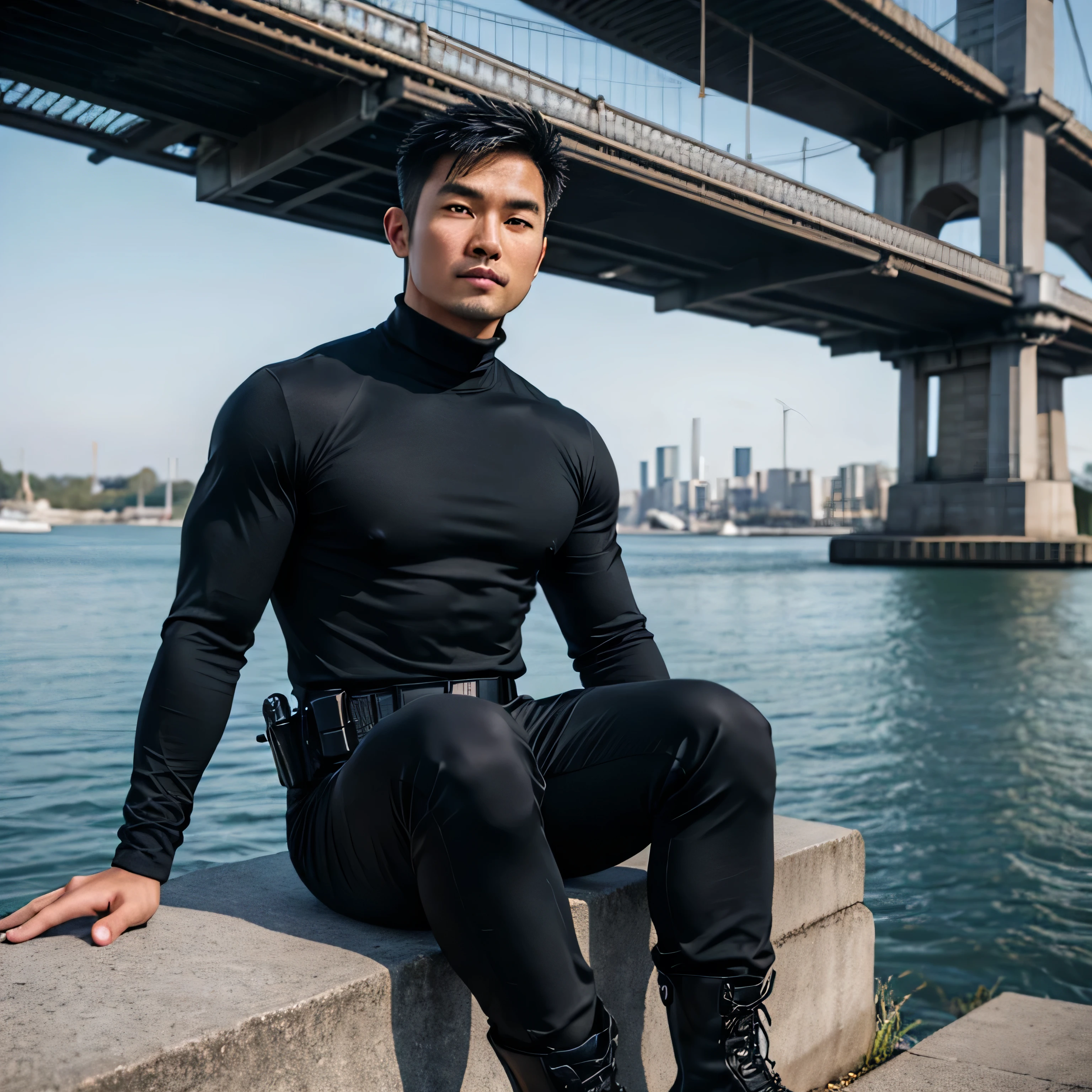 ic34rmor,korean men,25 years old, Put on ice tights., see through, dynamic gesture, ((fighting posture)), Fantasy City Background, In the building, (Face shape), (very close:1.2),, realistic, Masterpiece, complicated details, Detailed background, depth of field, photograph of a man,(((The target will be raised.)))