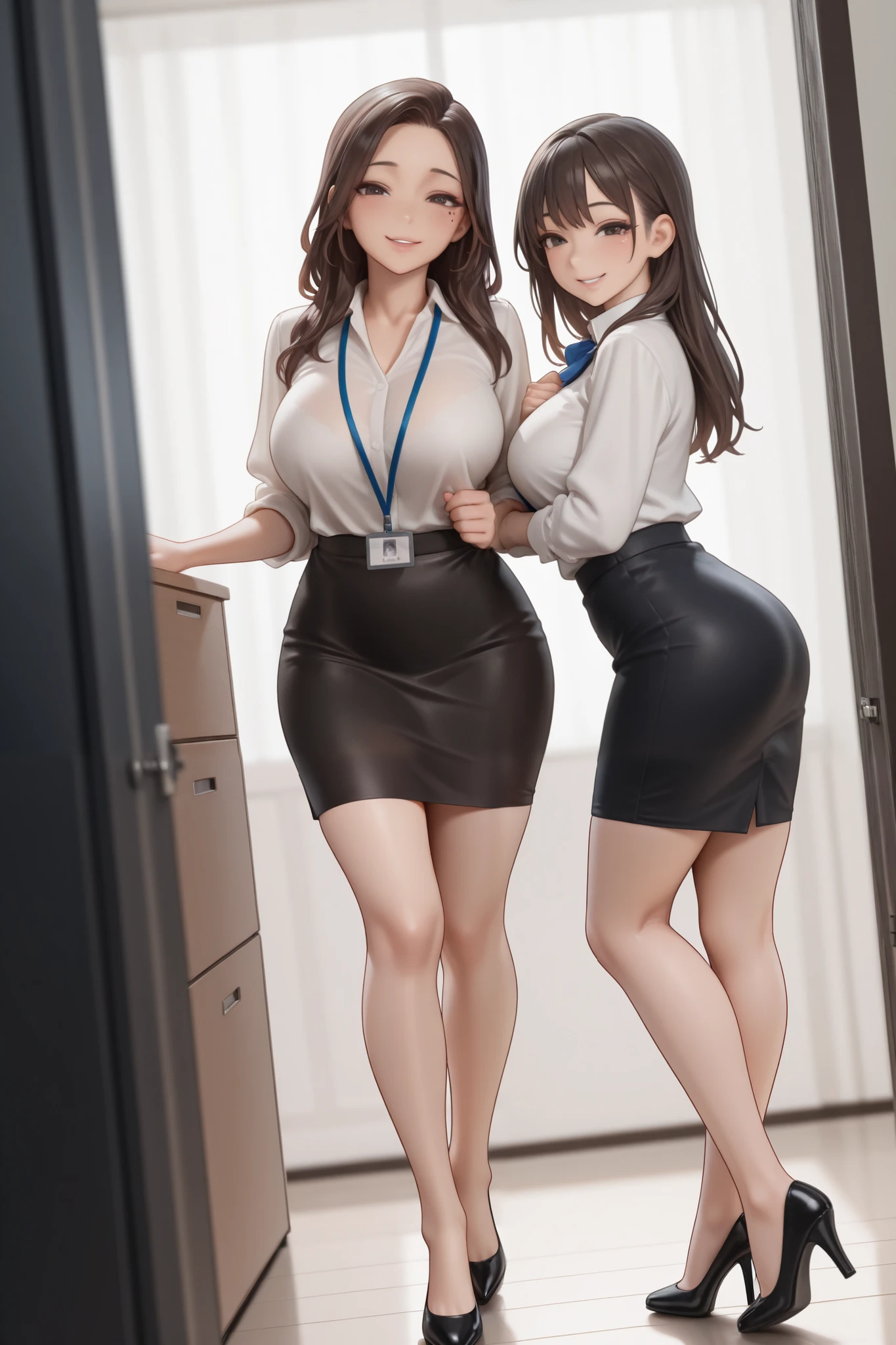 ((masterpiece)),(((highest quality))),((Reference Sheet, Character Design, front, return, girl with glasses, long hair ~ ~ side, Mr..々Hairstyle, Mr..々Performance, Facial Expressions)), , Cute type, (curvy body:1.4), (Very normal ass:1.4), Realistic buttocks, Big Breasts, big tits,, Thin thighs, long hair , ((mini dress ,Black sexy panties, garter belt,Garter Stockings,Rim Glasses,Hair-Up Styles,beautiful, Well-proportioned face,Big Breasts,Slim and toned waist,beautiful leg lines)), ((walking in an office hallway:1.0))