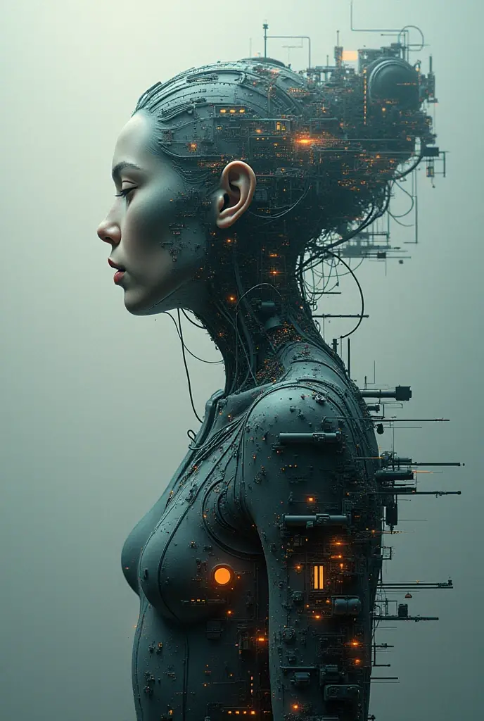 deconstruction of self, hyperrealistic surrealism, dreamscape, award winning masterpiece with incredible details, zhang kechun, a surreal vaporwave , liminal space, highly detailed, Extremely detailed futuristic, rise of the machines,