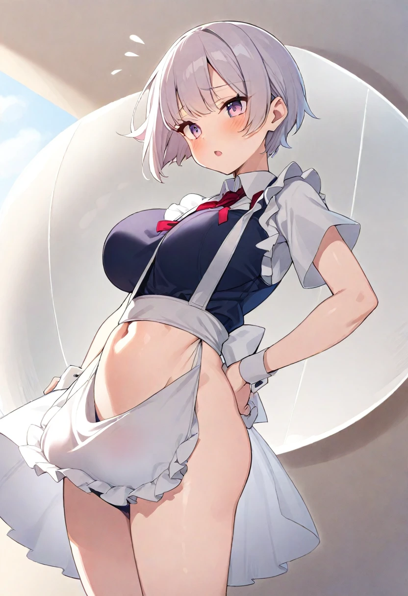 One Girl、Silver Hair、、positive、Standing posture、Full body portrait、Medium Haircut、blush、Absolute area、No panties、No bra、barefoot、White dress、Off-the-shoulder dress、（Very large breasts）、Cleavage、((Lesbians around the world))、masterpiece、（highest quality）、barefoot、((White high heels))、Bare your breasts、sunflower、Outdoor、Very short skirt、Thighs、Straw hat、((Exposing the breasts))、((Bare your breasts))、((Showing nipples))