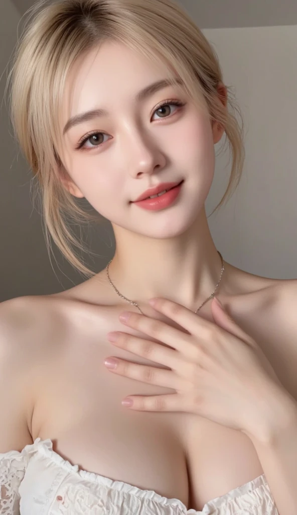 ((Top Quality, 8k, Masterpiece: 1.3)), solo, 1 girl, sexy, Beautiful girl with accentuated slender abs: 1.4, (Random hairstyle, flat breasts: 1.2), Ultra detailed face, detailed eyes, double eyelids, Selfie, (body builder:0.8),(beautiful small hard nipple:1.4),(white microbikini without bra-pad),(spread legs:1.2),on the gold bed,(shiny skin:1.2),(muscle arm:1.3),(muscle leg:1.3),(lie down:0.8),(blonde hair:1.0),necklace,(earrings:1.3),(ponytail hair:1.3)