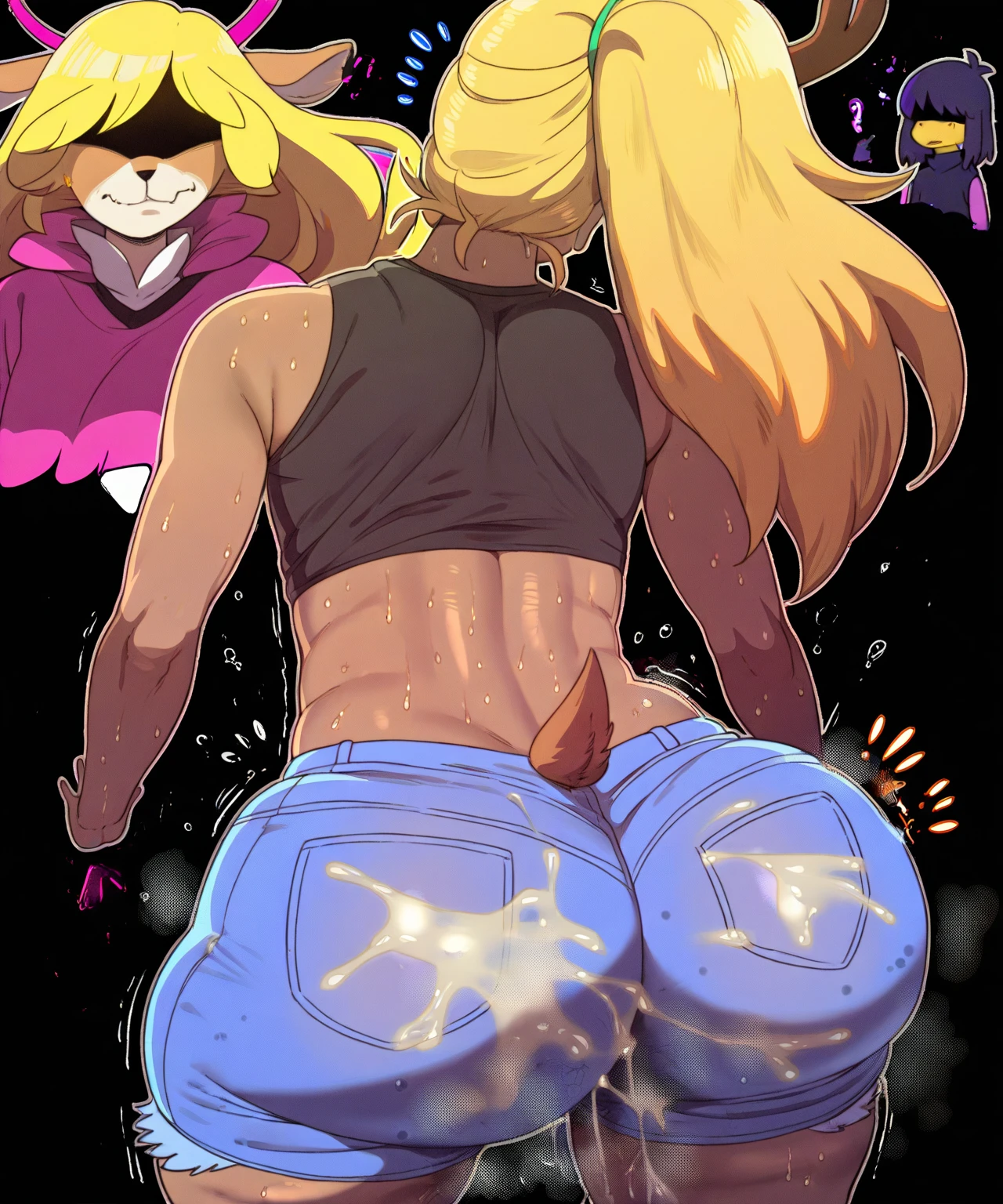 score_9,score_8_up,score_7_up, source_cartoon, glamrock chica, standing, indoors, wearing embarrassing undies l, back view