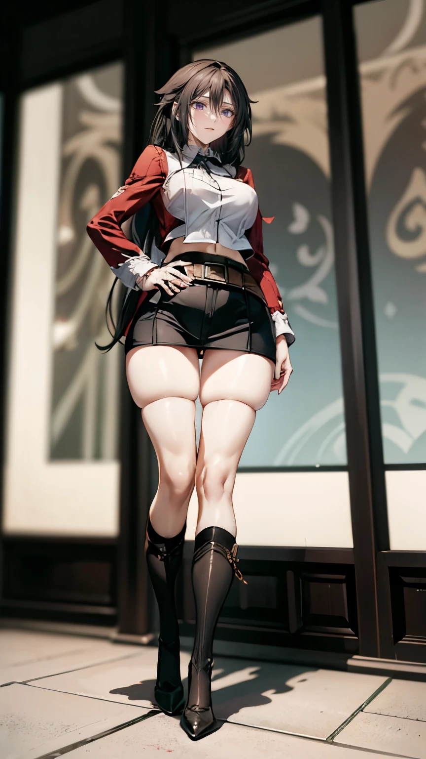 (((1 girl))), Kana Arima, bob cut, (((red eyes: 1.5))), red hair, short hair, BREAK Beret, (Wearing a very sexy and short bikini), hat, (belly muscular), wide hips, thin waist, (shapely legs), wearing black high-heeled shoes, (((standing))), break looking at the viewer, Break-in at home, classroom, break (masterpiece:1.2 ), best quality, highest resolution, Unity 8k wallpaper, (illustration:0.8), (beautiful detailed eyes:1.6), Extremely detailed face, perfect lighting, extremely detailed CG, (perfect hands, perfect anatomy),