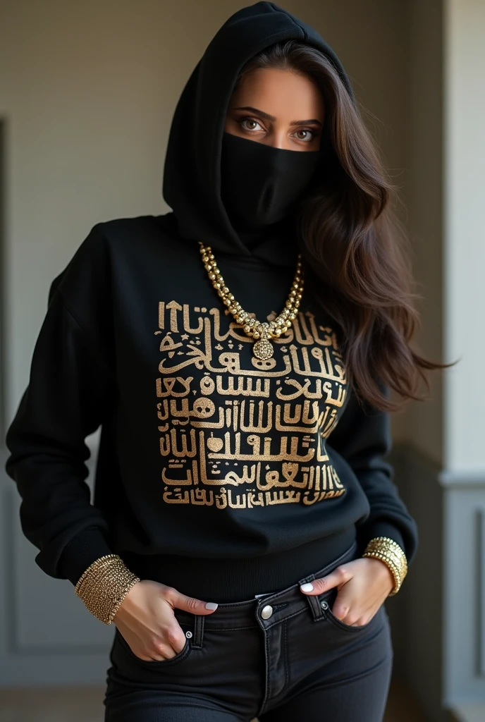i want to make a picture of locket which is made up by overlapping of two
letters 'i7' visibly . this locket is wored by abaya wearing girl's neck