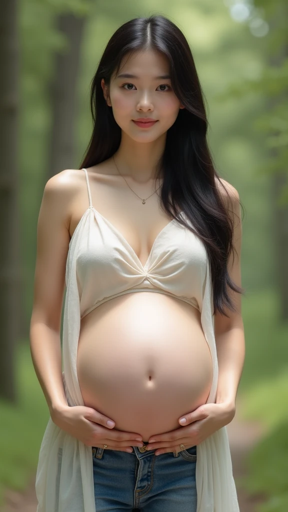 (In 8K、Live Shooting、Highest quality、masterpiece)、(Real、Photorealistic)、Pregnant women,Big Belly、Japanese women、、short length、 Smile、((View from below))、(Protruding buttocks:1.4), (Highly detailed face and skin texture:1.4)、Detail lips、((More Skin:1.7))、(Slim body:1.3)、(Thin arms:1.3)、(Detailed eyes、Droopy eyes)、(Shiny skin)、((Light brown hair))、(Natural light)、(Asahi)、(Twin tails、Long bangs)、In a swimsuit、(lake)、(Strong winds:1.3)、(Wet body:1.2)、(Under the Rain)、(Look up:1.3)、
