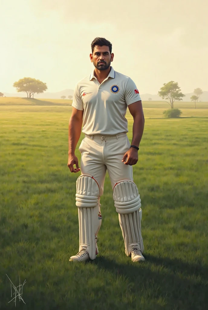 An indian origin man, 45, clean shaven, bulky, wearing a loose white track suit
