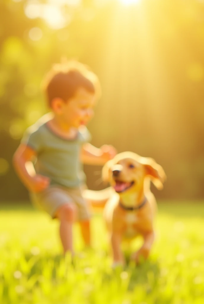 Create an image of a child playing in a garden or a dog in 8k quality