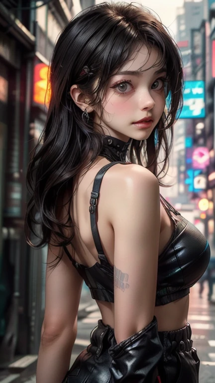 ((1 beautiful girl, gorgeous, large firm push up breasts, black dresses, neckline, 20 years old)),black and blue hairs green eyes),Raw photo,ultra realistic, uhd, realistic skin and hairs, best quality,16k resolution,vivid colors, (((the most beautiful cute girl faces in the world))), ear rings, beautiful make up