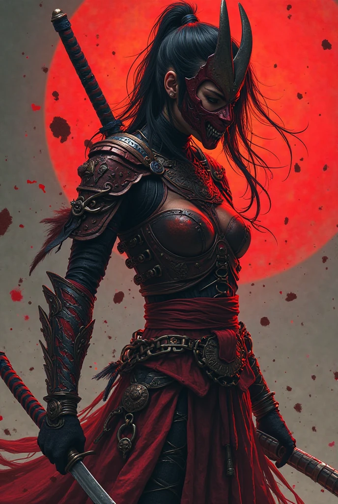 girl, Rotten Zombie Warrior, Evil look, sexy, Wield a spear, Demon Armor, Face Paint, Body Paint, Red glowing eyes, Combat Stance, Vibrant appearance, Creative Action, Imaginative, Sensual, Voluntary, Highest quality, Skin Texture, Intricate details, (Cinema Lighting), RAW Photos, 8k