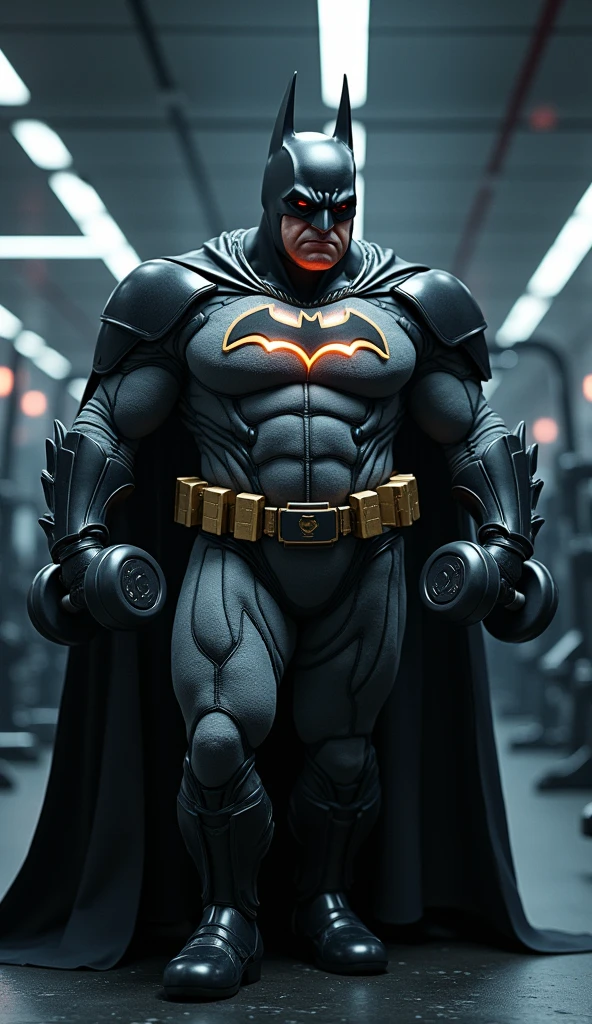 Batman carrying weights

