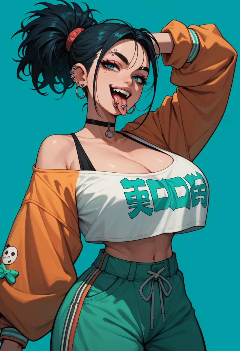 Mexican is 30 years old, eyes aligned, smiling, very long straight hair, She will be wearing a tight skirt, She will be wearing a sweatshirt, thin waist, huge breasts, big hips, She will be with her back to the viewer, She will be in a shopping center