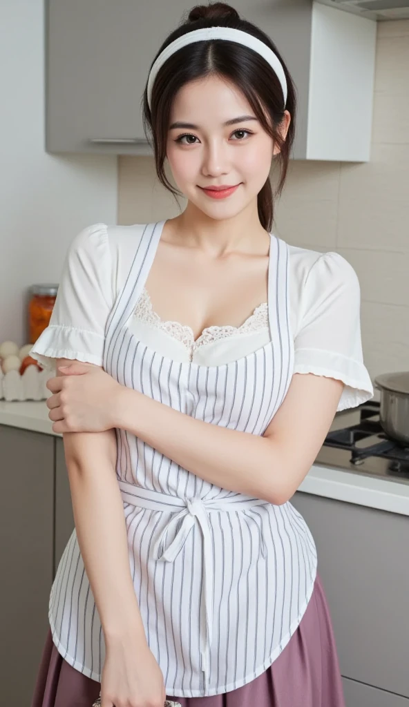 hightquality、masterpiece、ultra res、cute girl face、cuisine、barechested、Naked apron、Wearing an apron、full bodyesbian、Famous actresses of Japan、very beautiful face