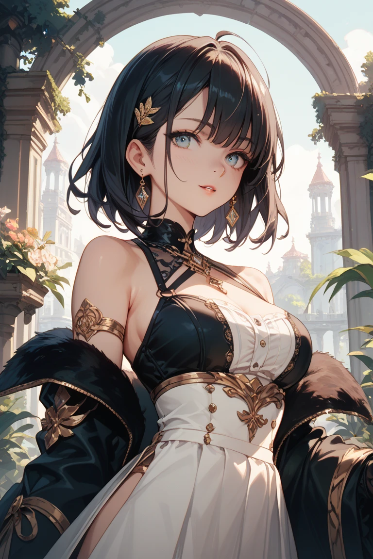 (masterpiece:1.3), ((Best quality at best)) , (disorganized:1.3), (highest quality:1.3), (perfect anatomy:1.5),Super detailed:1.3),(best shadow:0.7),(Ultra high resolution), extremely detailed texture, sharp focus, realistic lighting, cinematic quality, photorealistic details, smooth shading, fine grain, high dynamic range, 8K quality, exquisite clarity, Happy,perfect finger, (detailed face), solo, ((fine eyes)), (beautiful eyes), Exquisite facial features, Interlacing of light and shadow, ((huge breasts)), (((G cup))),