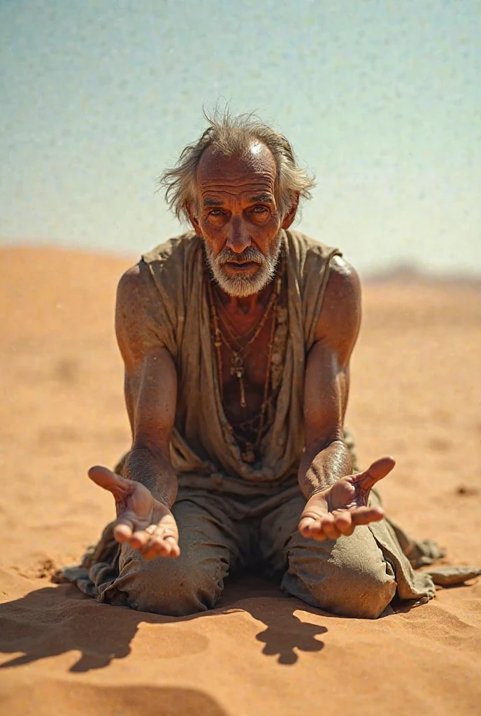 a very thin Hebrew face, malnourished, dying in the darkness, with a thin appearance, he doesn't eat much because he was fasting, biblical story, in the desert, 4k, photographic and realistic image
blurred image background