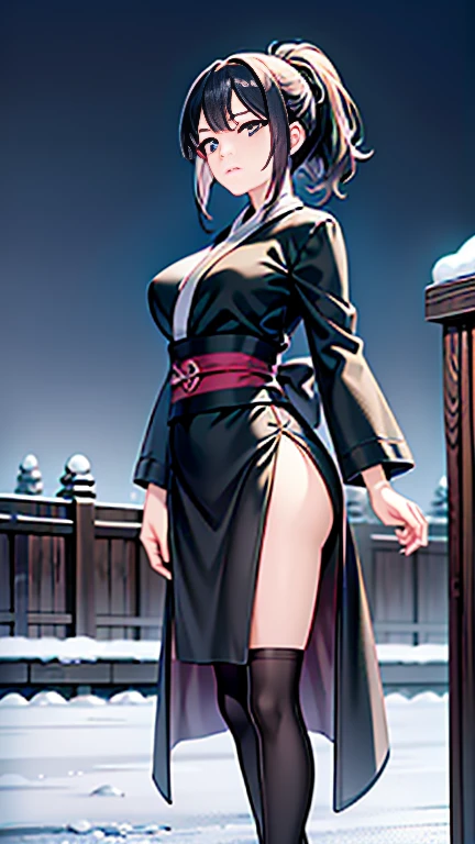 One adult woman with narrow eyes,career woman,Tight skirt,pumps,lawyer,cool,Gaze, Forehead,Anatomically correct, accurate, masterpiece, Highest quality, Winner of numerous awards, Textured skin, Retina, Retina, Black Hair, Half-up hairstyle, Solemn, Column Lineup,Cinematic light effects, Anime Style, Japanese illustration style,